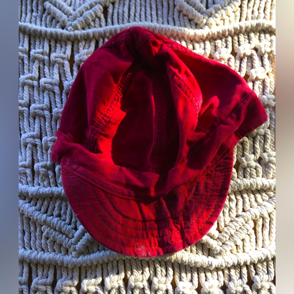 Red, vintage flat brim cap.
